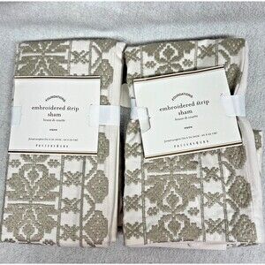Pottery Barn Euro Sham beige cotton, embroidered